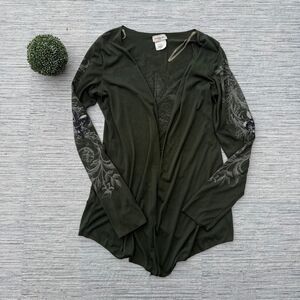 Vintage California Girlz Y2K Open Front Cardigan Gothic Floral Top L